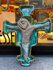 SCHIAVON ERHART CERAMICA crocifisso crocefisso crucifix vintage ceramic