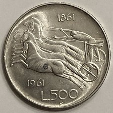 500 Lire Argento Bighe. Moneta