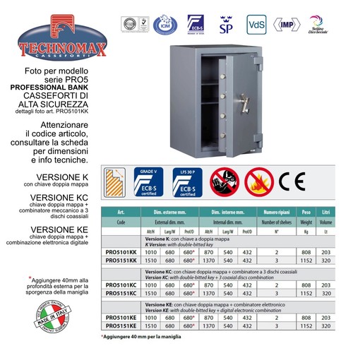 Cassaforte technomax alta - technomax, di