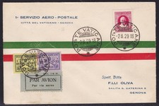 1929 Vaticano, primo volo Roma-Genova Longhi 1963 Aerogrammi 162