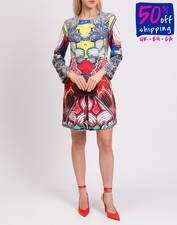 RRP €727 ROBERTO CAVALLI CLASS abito crepe linea A IT42 US6 UK10 M plissettato