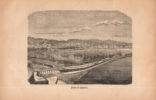 Stampa antica genova veduta - stampa,