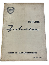 Libretto Uso e Manutenzione Lancia Fulvia berline VIIª Ed. 1969 auto epoca