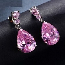 Borchie Diamanti Rosa Naturale Forma Pera Certificate 6,00 Ct VVS1 Finitura Oro Bianco