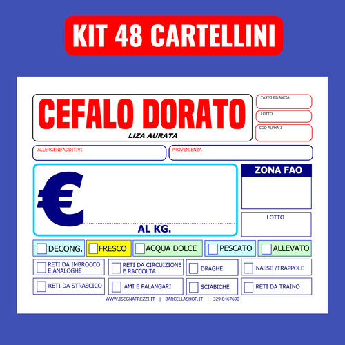 Kit cartellini pescheria - 48,