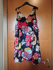 Vestito floreale nero multicolore con sottoveste 