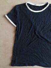 T-shirt da donna in viscosa di colore nero con bordi bianchi Zara Tg.M