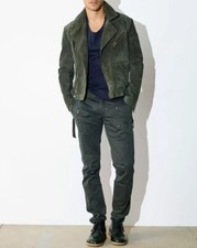 Giacca uomo pelle verde pura