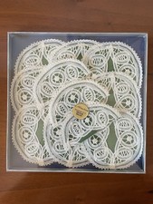 Sottobicchieri vintage in tessuto di Fiandra verde antico