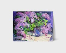 Dipinto olio bouquet lilla