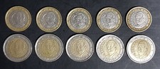 Spagna 1+2 €. 1999/2000/01/02/03 Juan Carlos (10 monete accoppiate) circolate.