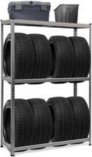 Scaffale Porta Gomme in Acciaio con Piano Superiore in MDF 8 Pneumatici