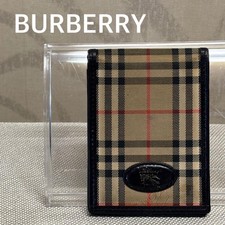 Burberry Nova Porta Assegni Bifold Beige Nero Pelle Unisex