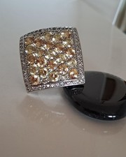 Anello di Lusso In Argento 925 , Zirconi Gialli E Citrini