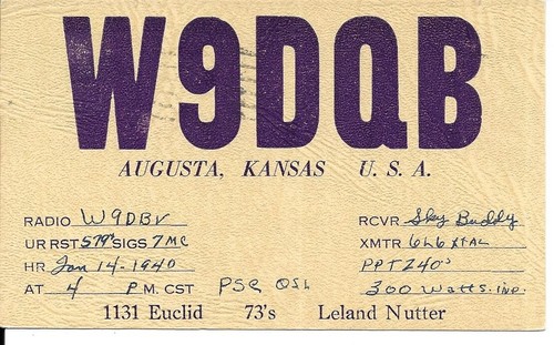 Scheda radio qsl - 1940, augusta