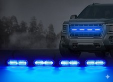 SET 4 Strobo LED Blu Emergenza 12-24V  10 LED per Barra Universali Auto/Camion