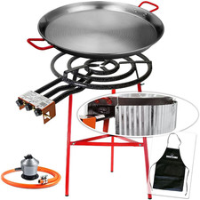 Paellero 60 Cm a Gas + Kit Paravento (Supporto Rinforzato Kabra + Paellera 70 Cm