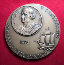 Medaglia Calendario Cristoforo Colombo V Centenario Scoperta dell'America 1992