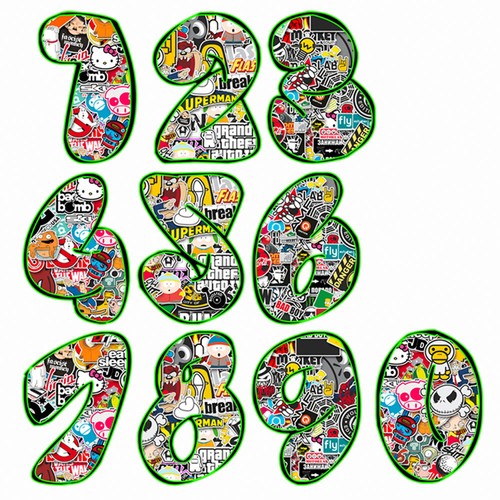 Number race moto comic sticker