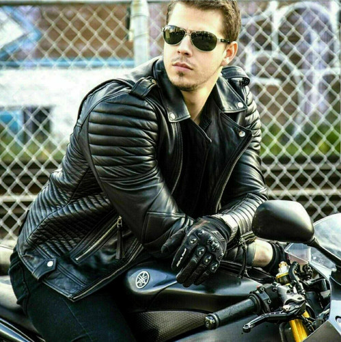 New star leather bomber biker - star,