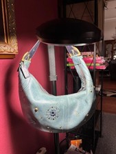 Borsa Coach Mia Hobo quasi nuova autentica in pelle con borchie stile blu 10063