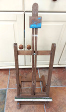 Cavalletto da tavolo vintage pieghevole in legno, vernice spruzzata, tela da esposizione