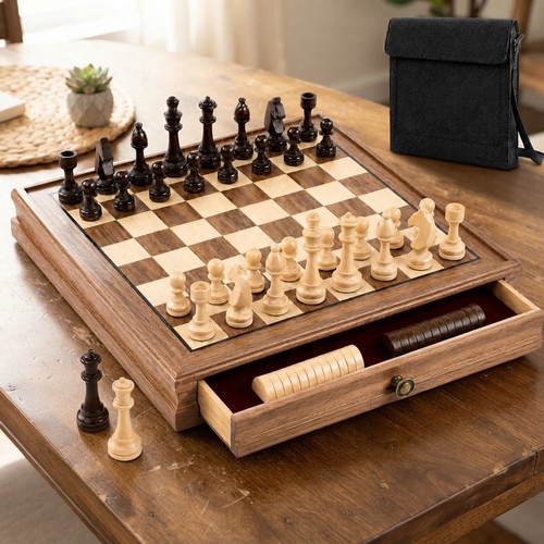 Set scacchi legno noce - legno, 13x13