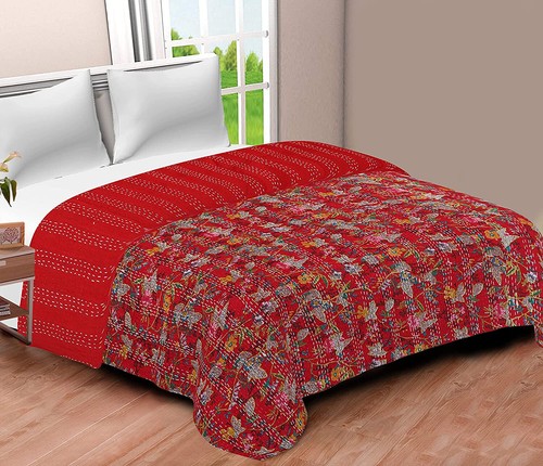Trapunta kantha rossa indiana - rossa,