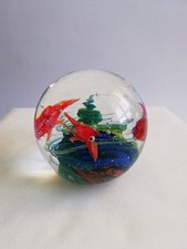 Fermacarte vetro sommerso Murano con pesci colorati acquario scoglio 7cm vintage