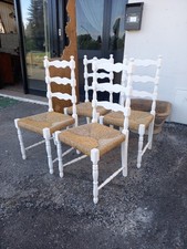 4 SEDIE RUSTICHE LEGNO PAGLIA LACCATE USATE VINTAGE