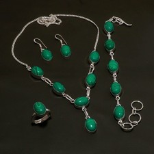Set di gioielli fatti a mano in argento 925 con pietre preziose in malachite