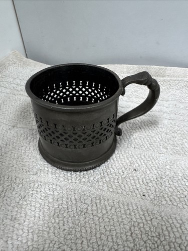 Antique pewter glass holder - pewter,