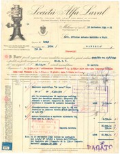 1942 MILANO Via Farneti 5 - Società ALFA LAVAL Forniture per industrie - Fattur
