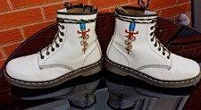 Stivali vintage Dr Martens 1460 in pelle motivo bianco UK 7 EU 41 Made in England
