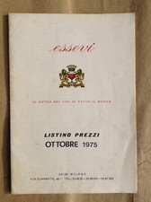 Catalogo Listino Prezzi Essevi Vini E Liquori Milano 1975 Buone Condizioni