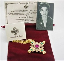 SPILLA/COLLANA CROCE-CELTICA JACKIE KENNEDY <CAMROSE> RUBINI,GIADA,BRILLANTI ! 