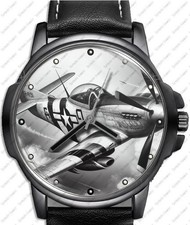 Americana P-51 MUSTANG Ww-Ii Fighter Aereo Arte Unico Polso Orologio Veloce UK