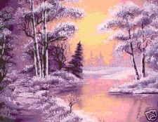 SCHEMA SCHEMI PUNTO CROCE MAGICO INVERNO PAESAGGI DMC