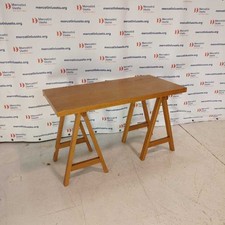 Tavolo Vintage con Cavalletti Legno Impiallacciato Italia Design Anni 80