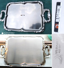 VASSOIO PORTATA ACCIAIO STAINLESS DEAGOSTINI  CM. 40 X 30,5 RETTANGOLARE VINTAGE