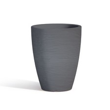VASO RESINA TONDO H38 GRIGIO FINITURA ANTICATO ARREDO MODERNO MADE IN ITALY