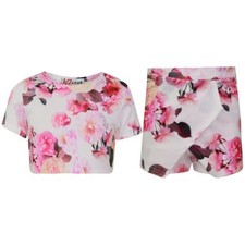 Top Ragazze Fiori Corto Stampa