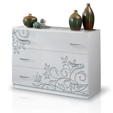 MF Comò Cassettiera Mary 3 Cassetti Laccato Lucido, 100 x 77 x 44 cm