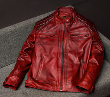 Giacca pelle bordeaux fatta - di,
