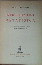 Bergson INTRODUZIONE ALLA METAFISICA Zanichelli 