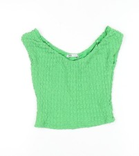 Blusa donna Zara verde cropped