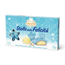 CONFETTI Crispo Stelle della Felicità Battesimo Nascita Celeste Blu Cioccolato