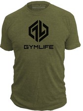 GYM LIFE® NITRON Mens Athletic T-Shirt Workout Exercise Fitness Tee Shirts Olive