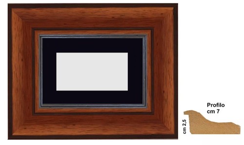 Cornice legno noce con - in,