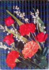 1968 Buon Onomastico fiori rose garofani glicine